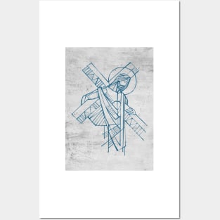 Jesus Christ with the Cross illustration Posters and Art